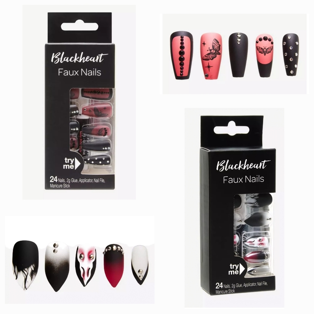 ~BUNDLE~ BLACKHEART NAIL SETS!! GREAT FOR HALLOWEEN HOLIDAY SEASON! BRAND NEW!